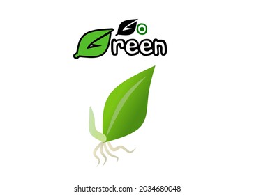 Vector icon or logo go green, taken from a newly growing plant or shoot