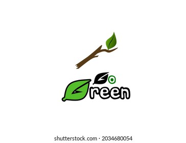 Icono o logotipo del vector verde, tomado de una planta o de una toma de reciente crecimiento