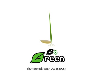 Vector icon or logo go green, taken from a newly growing plant or shoot