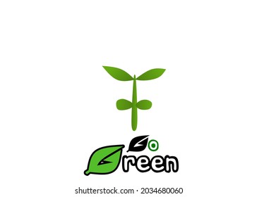 Vector icon or logo go green, taken from a newly growing plant or shoot