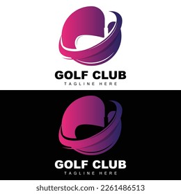 vector icon logo golf ball, stick, and golfing. Outdoor Games, retro concept illustration