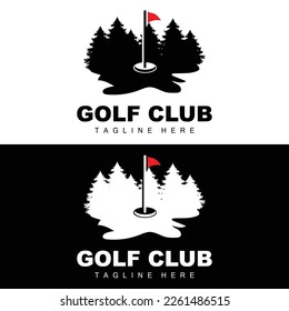 vector icon logo golf ball, stick, and golfing. Outdoor Games, retro concept illustration