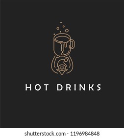 Vector icon and logo hot drinks for cold weather, merry Christmas