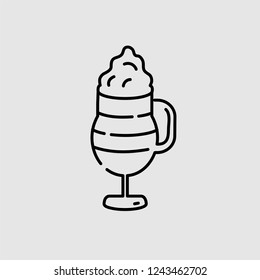 Vector icon and logo hot drinks for cold weather, merry Christmas and Happy New Year . Editable outline stroke size. Line flat contour, thin and linear design. Simple icons. Concept illustration. Sign
