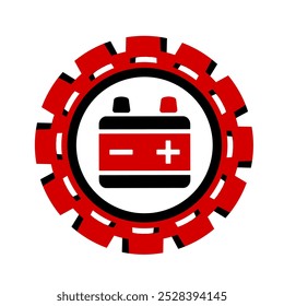 Ícone de vetor, logotipo, ilustração com peças de carro. Peças de automóvel. Serviço de carro. Loja de autopeças.