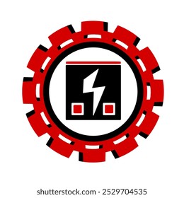 Icono de Vector, logotipo, ilustración con piezas de automóviles. Autopartes. Servicio de coche. Tienda de autopartes.	