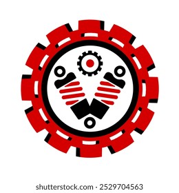 Vector icon, logo, illustration with car parts. Auto parts. Car service. Auto parts store.	