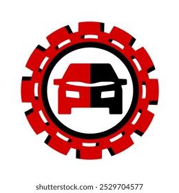 Vector icon, logo, illustration with car parts. Auto parts. Car service. Auto parts store.	