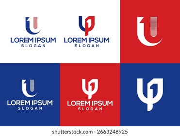 vector icon logo of initial U with number 1