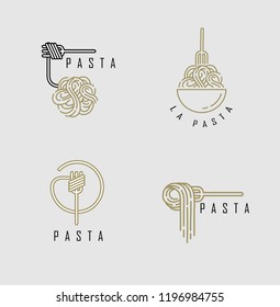 Vector icon and logo for italian pasta or noodles