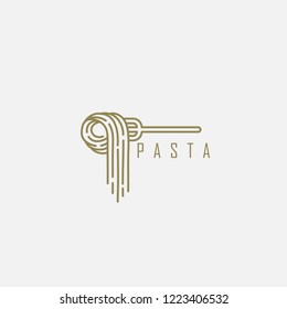 Vector icon and logo for italian pasta or noodles. Editable outline stroke size. Line flat contour, thin and linear design. Simple icons. Concept illustration. Sign, symbol, element.