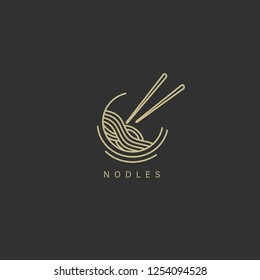 Vector icon and logo for italian pasta or noodles. Editable outline stroke size. Line flat contour, thin and linear design. Simple icons. Concept illustration. Sign, symbol, element.