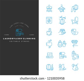 Vector icon and logo for laundry and dry clinning. Editable outline stroke