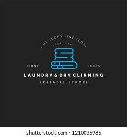 Vector icon and logo for laundry and dry clinning. Editable outline stroke