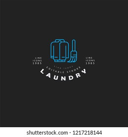 Vector icon and logo for laundry and dry clinning. Editable outline stroke