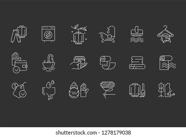 Vector icon and logo for laundry and dry clinning. Editable outline stroke size. Line flat contour, thin and linear design. Simple icons. Concept illustration. Sign, symbol, element.