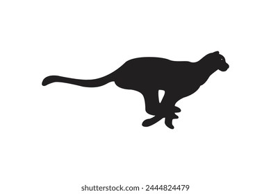 Vector icon logo of leopard running fast silhouette isolated white background.