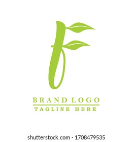 Vector Icon Logo Letter F Green Nature