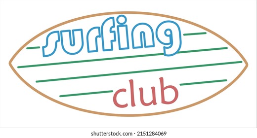 Vector icon, logo in linear style. For labels, prints on clothing, posters and other purposes. Illustrations of vector symbols for surfing.