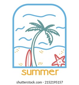 Vector icon, logo in linear style. For labels, prints on clothing, posters and other purposes. Illustrations of vector symbols for surfing.