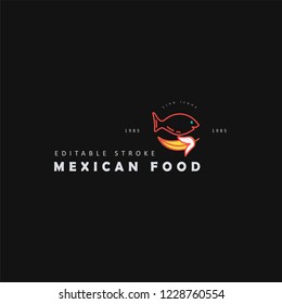 Vector icon and logo for mexican food. Editable outline stroke size. Line flat contour, thin and linear design. Simple icons. Concept illustration. Sign, symbol, element.