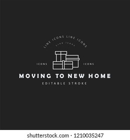 Vector icon and logo for moving to a new home. Editable outline stroke