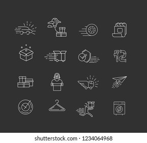 Vector icon and logo for moving to a new home. Editable outline stroke size. Line flat contour, thin and linear design. Simple icons. Concept illustration. Sign, symbol, element.