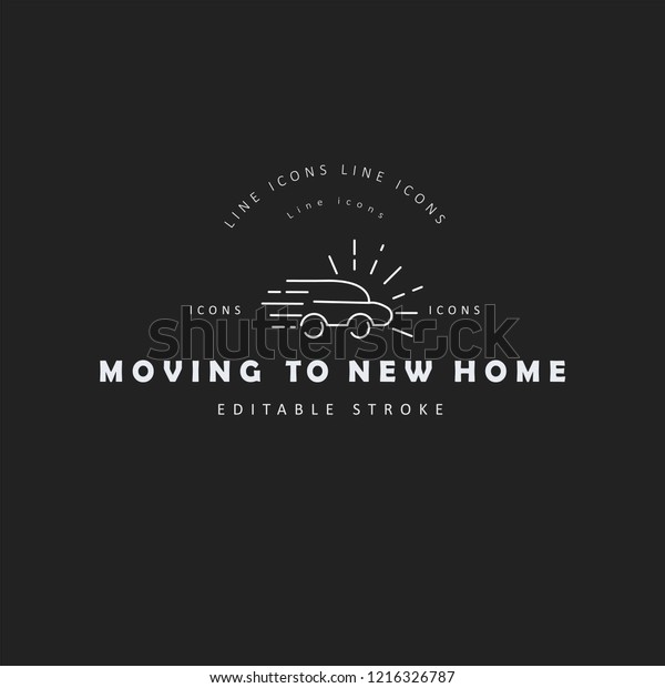 Vector icon and logo for moving to a new home.\
Editable outline stroke