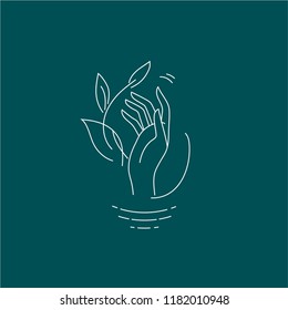 Vector icon and logo for natural cosmetics and care dry skin