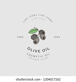 Vector icon and logo for natural cosmetics oil care dry skin