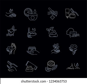 Vector icon and logo for natural cosmetics and care dry skin. Editable outline stroke size. Line flat contour, thin and linear design. Simple icons. Concept illustration. Sign, symbol, element.