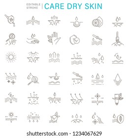 Vector icon and logo for natural cosmetics and care dry skin. Editable outline stroke size.Vitamin E, olive oil, collagen and serum drop elements. Concept illustration. Sign, symbol, element.