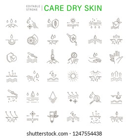 Vector icon and logo for natural cosmetics and care dry skin. Editable outline stroke size.Vitamin E, olive oil, collagen and serum drop elements. Concept illustration. Sign, symbol, element.