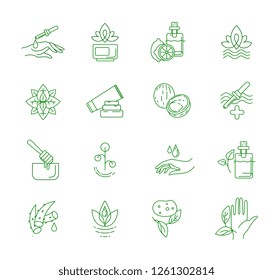 Vector icon and logo for natural cosmetics and care dry skin. Editable outline stroke size. Line flat contour, thin and linear design. Simple icons. Concept illustration. Sign, symbol, element.
