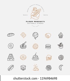 Vector icon and logo for natural flour product and bacery