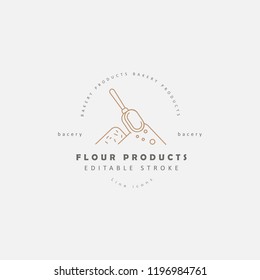 Vector icon and logo for natural flour product and bacery