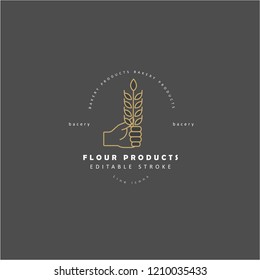 Vector icon and logo for natural flour product and bacery