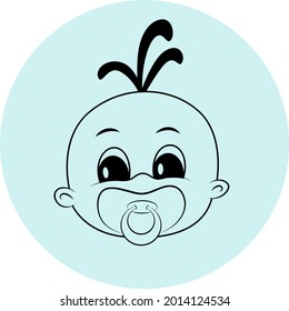 vector icon logo newborn baby boy in doodle style