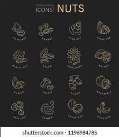 Vector Icon And Logo For Nuts And Seeds. Editable Outline Stroke