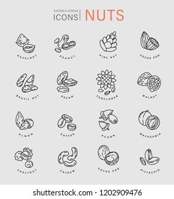 Vector icon and logo for nuts and seeds. Editable outline stroke