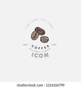 Vector icon and logo for nuts and seeds. Editable outline stroke