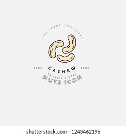 Vector icon and logo for nuts and seeds. Editable outline stroke size. Line flat contour, thin and linear design. Simple icons. Concept illustration. Sign, symbol, element.