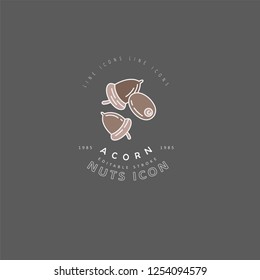 Vector icon and logo for nuts and seeds. Editable outline stroke size. Line flat contour, thin and linear design. Simple icons. Concept illustration. Sign, symbol, element.