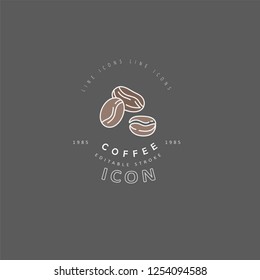 Vector icon and logo for nuts and seeds. Editable outline stroke size. Line flat contour, thin and linear design. Simple icons. Concept illustration. Sign, symbol, element.
