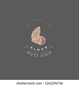 Vector icon and logo for nuts and seeds. Editable outline stroke size. Line flat contour, thin and linear design. Simple icons. Concept illustration. Sign, symbol, element.