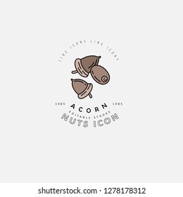 Vector icon and logo for nuts and seeds. Editable outline stroke size. Line flat contour, thin and linear design. Simple icons. Concept illustration. Sign, symbol, element.