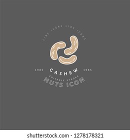 Vector icon and logo for nuts and seeds. Editable outline stroke size. Line flat contour, thin and linear design. Simple icons. Concept illustration. Sign, symbol, element.