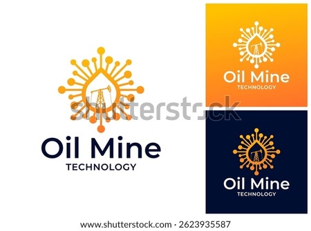 Vector icon logo of oil drop of mining and technology or science symbol.