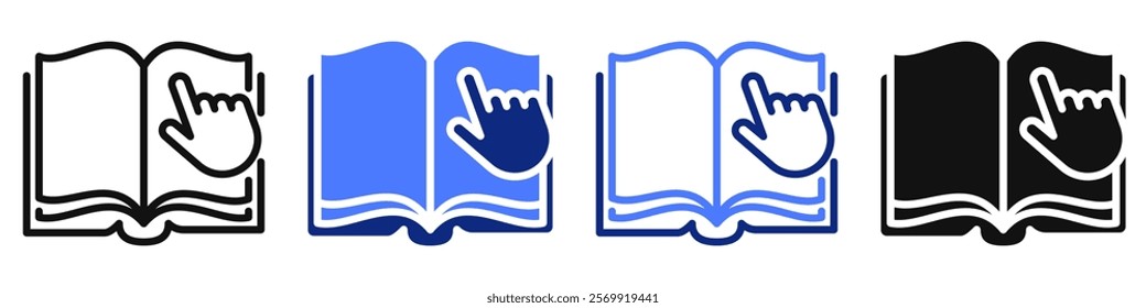 Vector icon or logo of opened book related to school and university education, library and literature. Symbol for website or app ui, logo design, illustration