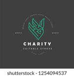 Vector icon and logo peace and charity. Editable outline stroke size. Line flat contour, thin and linear design. Simple icons. Concept illustration. Sign, symbol, element.